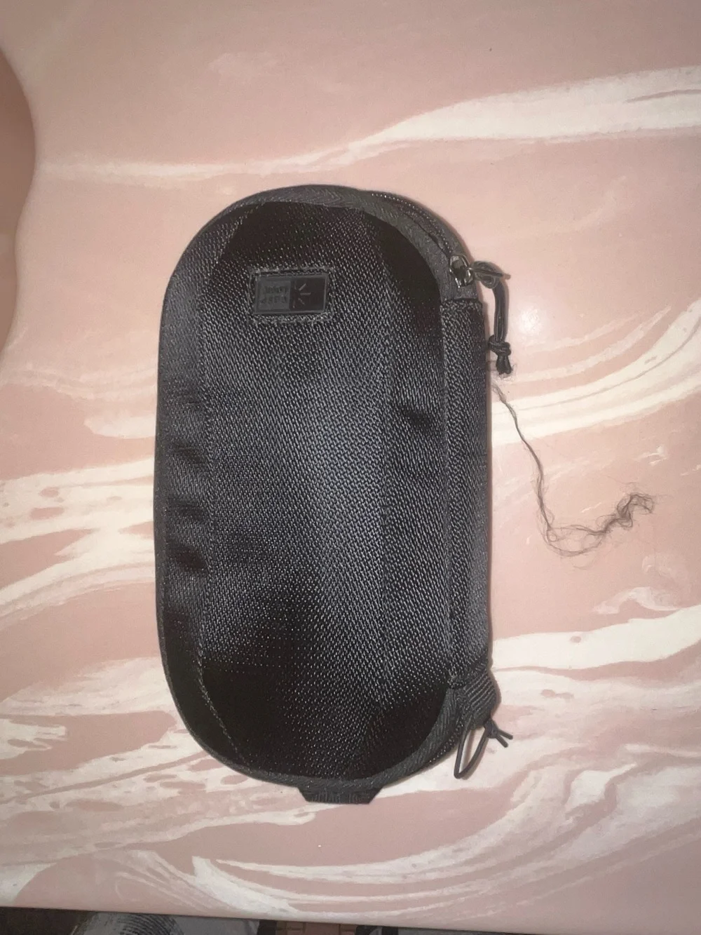 Black Textured Zip Pouch